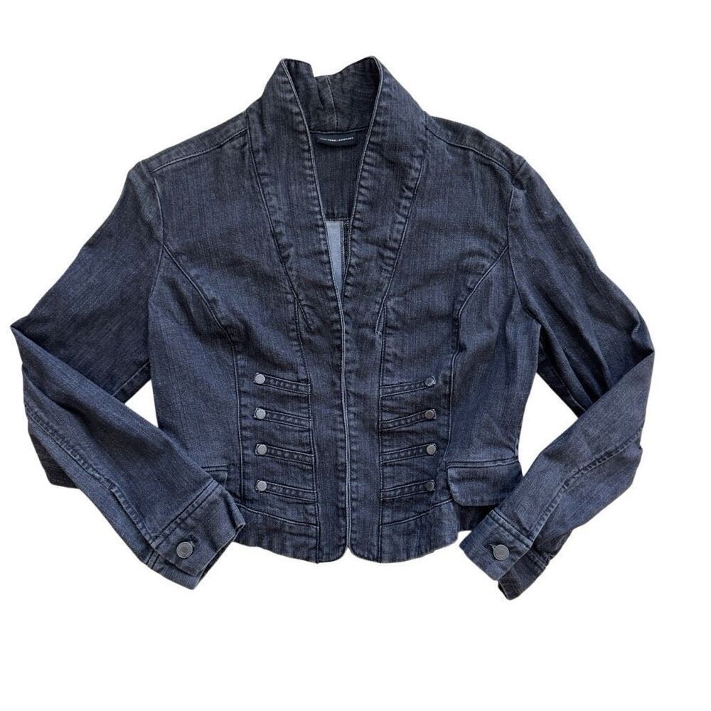 New York & Company black denim corset fit jacket sz 12
